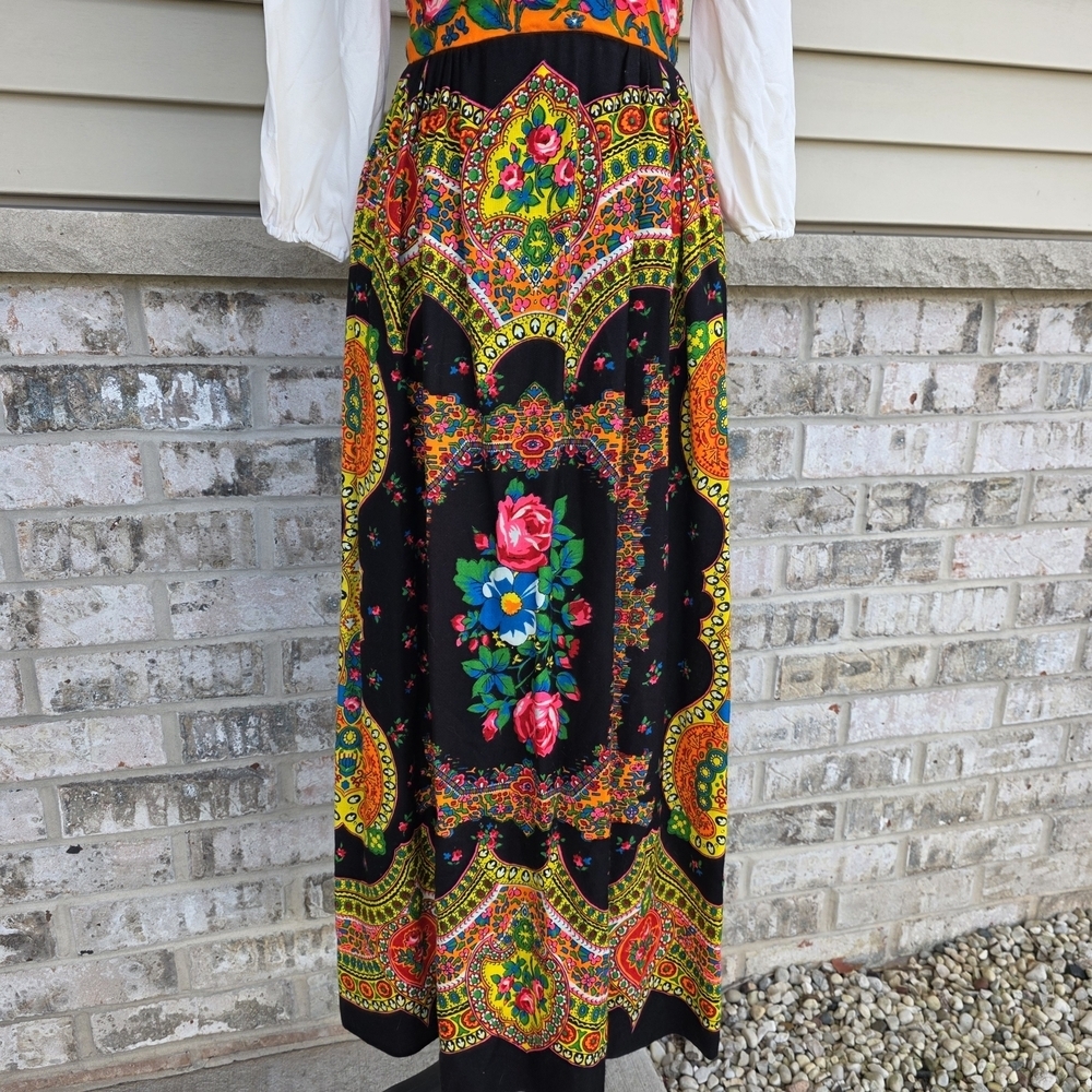 Vintage 70s Carlette Union Made Boho Floral Maxi Dress - Picture 6 of 13
